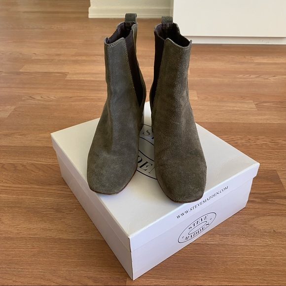 Steve Madden Joley Olive Suede Booties - Picture 4 of 8